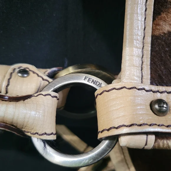 Fendi Vintage Rare Brown & Tan Pony fur Leather Hand Bag, Tiger Print - Picture 13 of 16